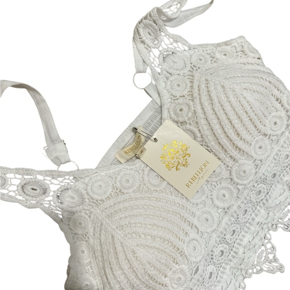 Rebellion Ivory Crochet Lace Bralette - Picture 2 of 6